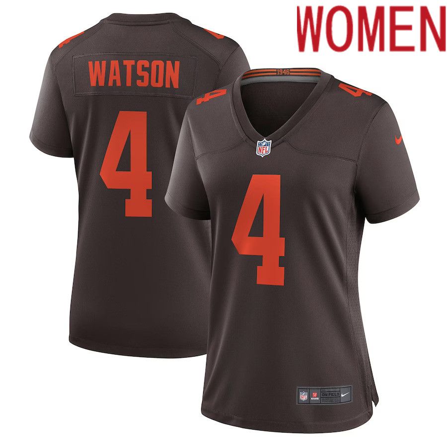 Women Cleveland Browns #4 Deshaun Watson Nike Brown Alternate Game NFL Jersey